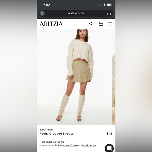 Aritzia Sunday Best Peggy Cropped Sweater (Small, Whisper White) - Picture 2 of 9